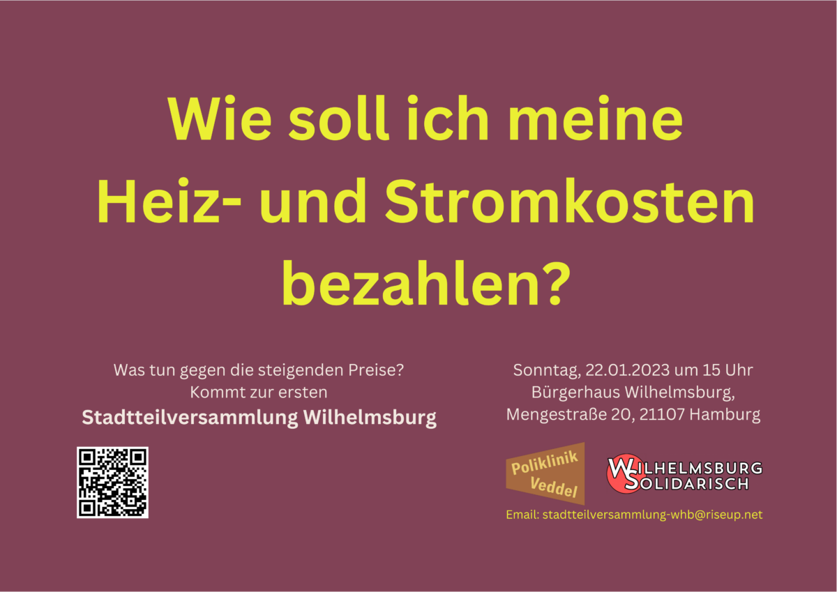 Stadtteilversammlung 22.01.2023 – 15.00 Uhr Bürgerhaus Wilhelmsburg